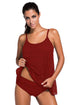 Sexy Burgundy Lace Overlay Spaghetti Straps Tankini Swimsuit
